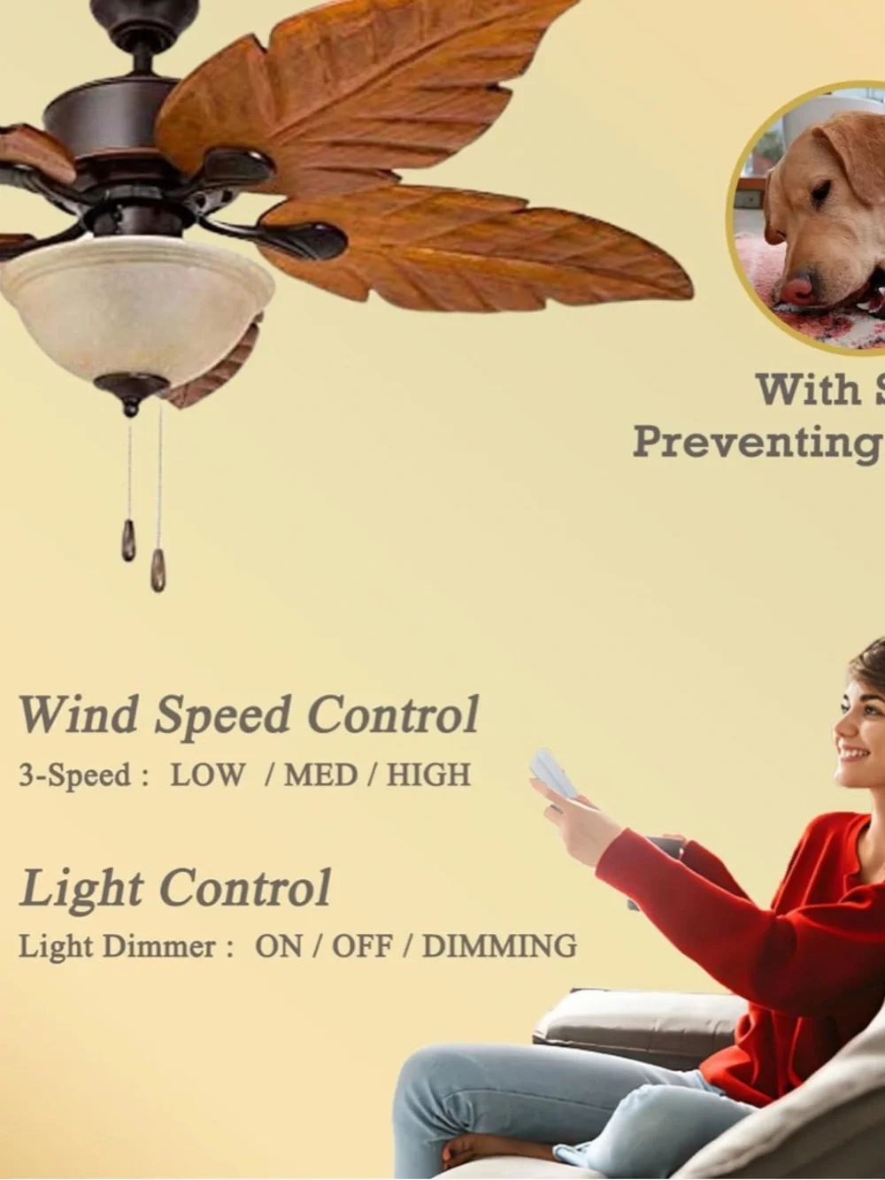 New Model RC-5T1 3-Speed Ceiling Fan Remote Control & Light Dimmer Replacement